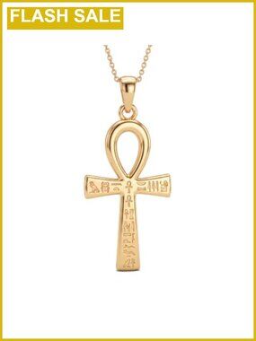 925 Sterling Silver Ankh Cross Pendant Necklace Hieroglyphic
